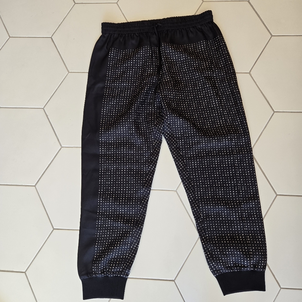 DKNY 100% silk polka dot joggers size medium